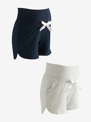 Seraphine Blue Essential Jersey High Waist Maternity Shorts 2 Pack - Image 11 of 13