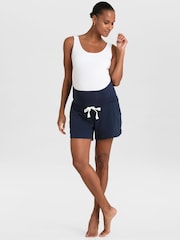 Seraphine Blue Essential Jersey High Waist Maternity Shorts 2 Pack - Image 3 of 13