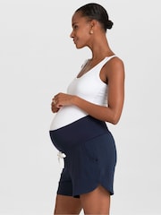 Seraphine Blue Essential Jersey High Waist Maternity Shorts 2 Pack - Image 5 of 13