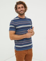 FatFace Blue Trescowe Stripe T-Shirt - Image 1 of 5