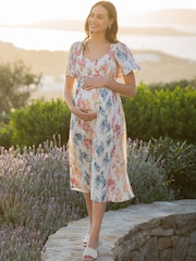 Seraphine Cream Vintage Floral Maternity & Nursing Dress - Image 4 of 11