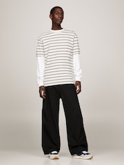 Tommy Hilfiger Cream Stripe Crew Neck T-Shirt - Image 2 of 6