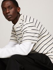 Tommy Hilfiger Cream Stripe Crew Neck T-Shirt - Image 4 of 6