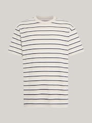 Tommy Hilfiger Cream Stripe Crew Neck T-Shirt - Image 6 of 6