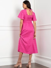 Seraphine Pink 100% Cotton Broderie Maternity & Nursing Dress - Image 2 of 9