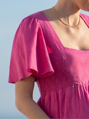 Seraphine Pink 100% Cotton Broderie Maternity & Nursing Dress - Image 9 of 9