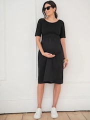 Seraphine Cotton Poplin Maternity Dress with Jersey Black Top - Image 1 of 4