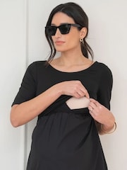 Seraphine Cotton Poplin Maternity Dress with Jersey Black Top - Image 2 of 4