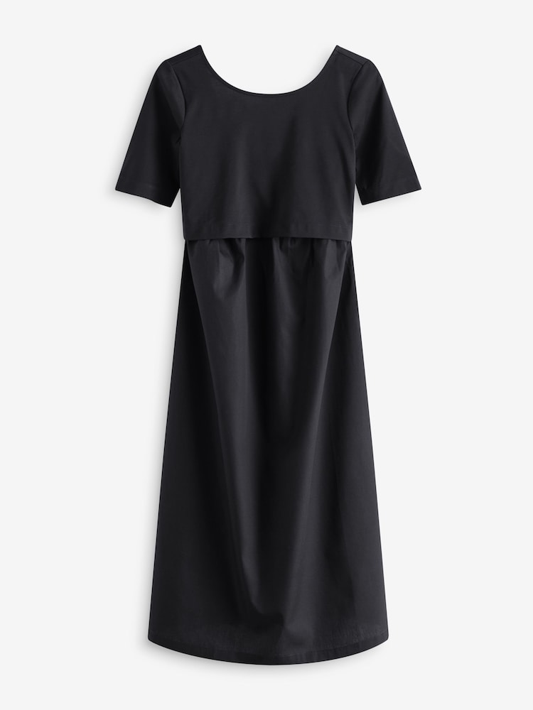 Seraphine Cotton Poplin Maternity Dress with Jersey Black Top - Image 4 of 4