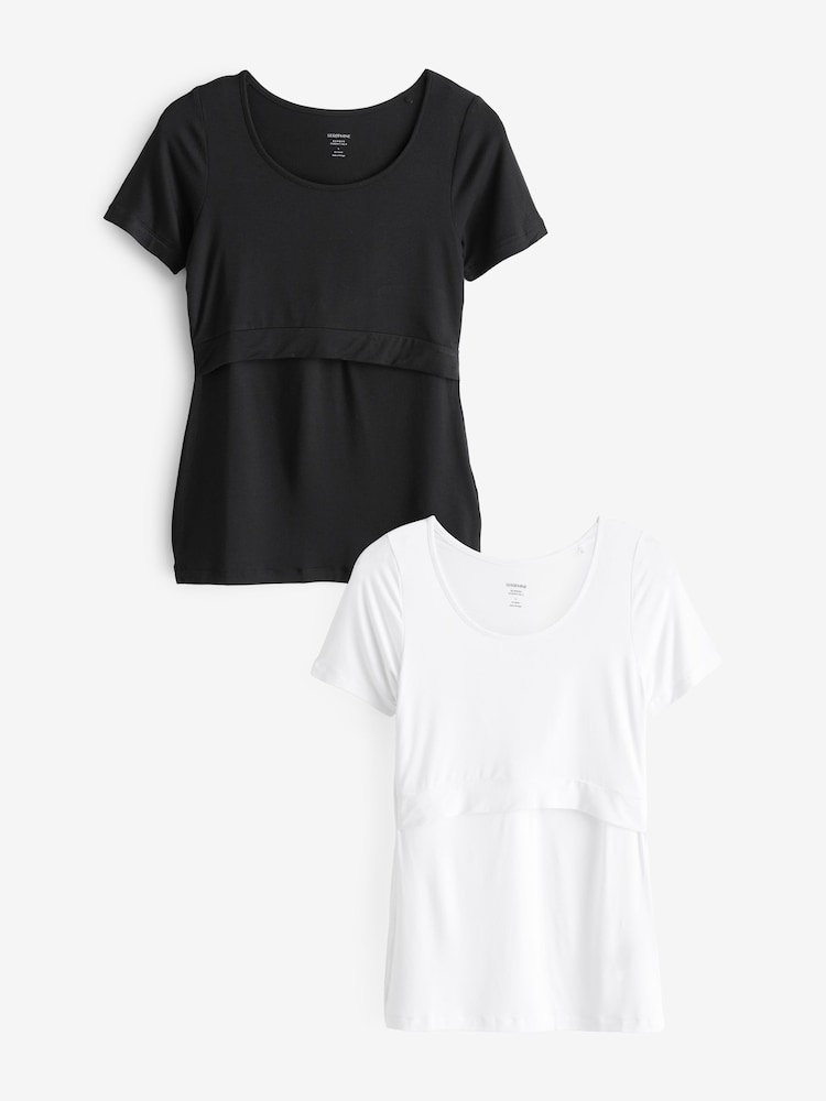Seraphine Maternity & Nursing Black T-Shirts Twin Pack - Image 1 of 6