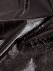 Burgundy Red PU Faux Fur Leather Glossy Column Skirt - Image 5 of 6