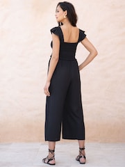 Seraphine Linen-Blend Maternity-To-Nursing Black Jumpsuit - Image 2 of 9