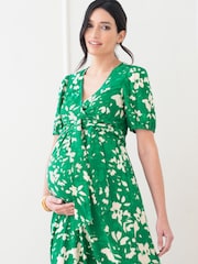 Seraphine Green Tie Front Midi Maternity Dress - Image 7 of 9