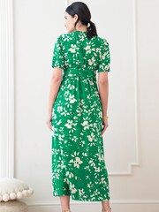 Seraphine Green Tie Front Midi Maternity Dress - Image 9 of 9