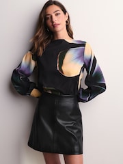 Black Faux Leather Mini Skirt - Image 3 of 7