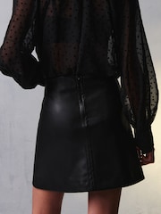 Black Faux Leather Mini Skirt - Image 4 of 7