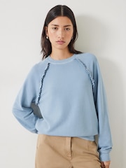 Hush Blue 100% Cotton Amayah Ruffle Detail Sweatshirt - Image 1 of 5