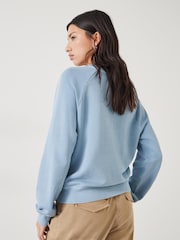 Hush Blue 100% Cotton Amayah Ruffle Detail Sweatshirt - Image 2 of 5