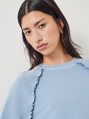 Hush Blue 100% Cotton Amayah Ruffle Detail Sweatshirt - Image 4 of 5