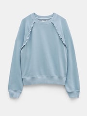 Hush Blue 100% Cotton Amayah Ruffle Detail Sweatshirt - Image 5 of 5