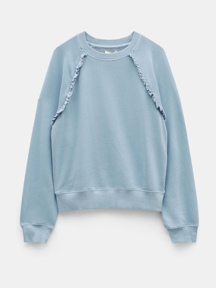 Hush Blue 100% Cotton Amayah Ruffle Detail Sweatshirt - Image 5 of 5