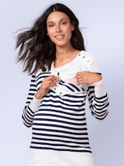 Seraphine Blue Nautical 100% Cotton Maternity and Nursing Jumper - Image 1 of 5