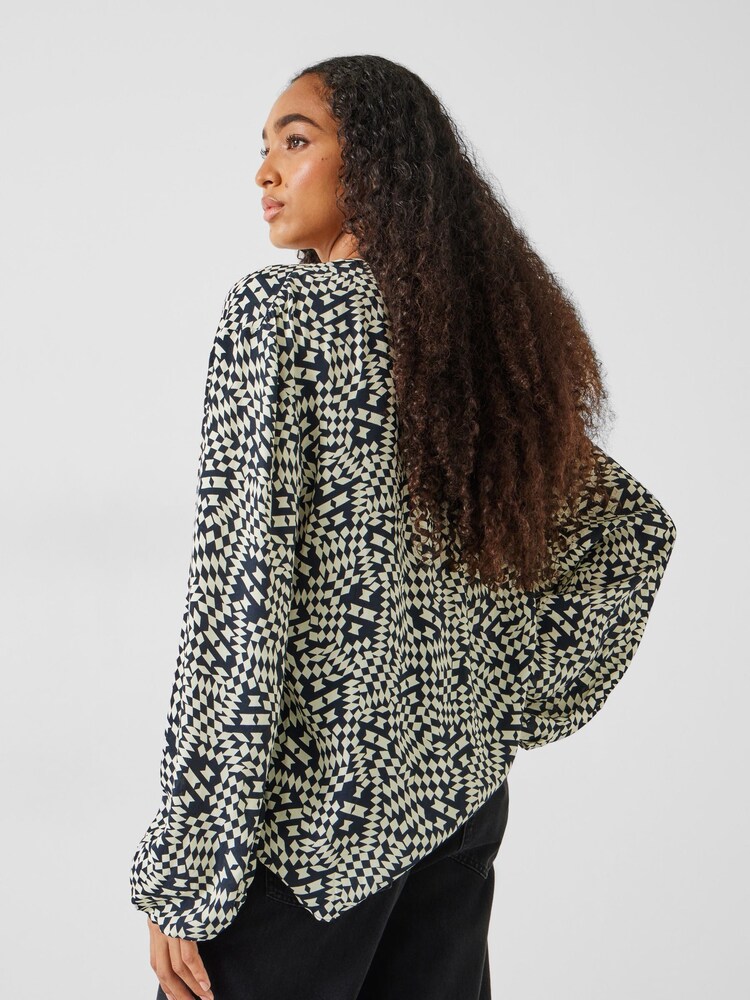 Hush Black Hartley Gathered Sleeve Printed Top - Image 2 of 5 Hush Black Hartley Gathered Sleeve Printed Top - Image 2 of 5