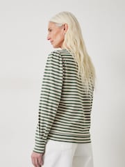 Hush Green Stripe Emily Puff Sleeve Sweatshirt - Image 2 of 5