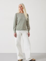 Hush Green Stripe Emily Puff Sleeve Sweatshirt - Image 3 of 5