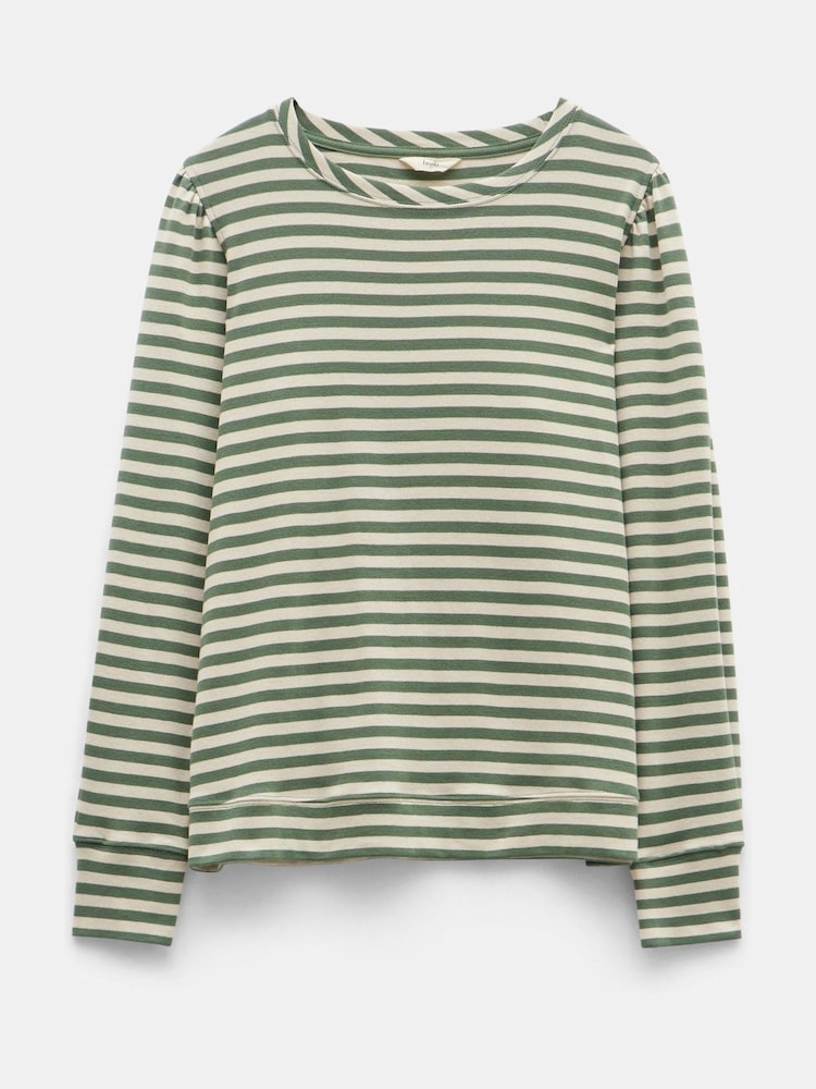 Hush Green Stripe Emily Puff Sleeve Sweatshirt - Image 5 of 5