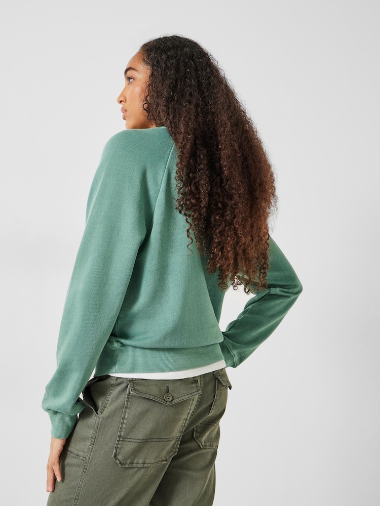 Hush Green 100% Cotton Amayah Ruffle Detail Sweatshirt - Image 2 of 5