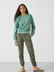 Hush Green 100% Cotton Amayah Ruffle Detail Sweatshirt - Image 3 of 5