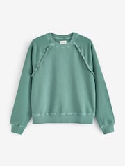 Hush Green 100% Cotton Amayah Ruffle Detail Sweatshirt - Image 5 of 5