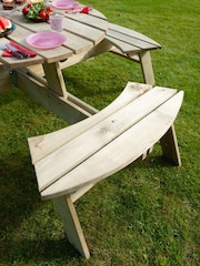 Rowlinson Natural Wood Round Garden Picnic Table - Image 2 of 4