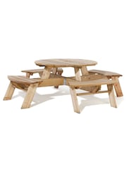 Rowlinson Natural Wood Round Garden Picnic Table - Image 4 of 4