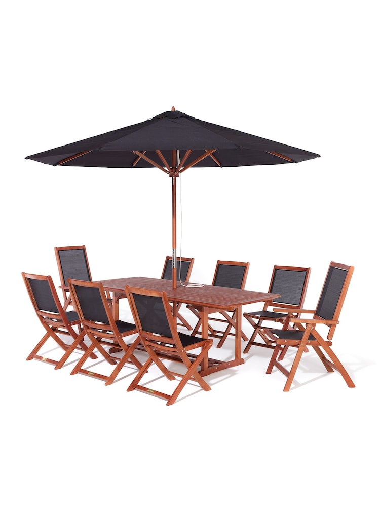 Rowlinson Honey Brown Bali Garden Dining Set with Parasol - Image 2 of 6