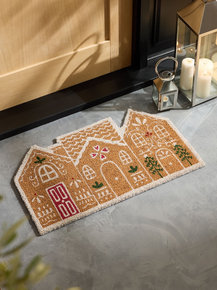 Natural Christmas Gingerbread House Doormat - Image 1 of 4