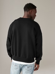 Black Oversized Cotton Rich Jersey Crew Sweatshirt - Image 4 of 7