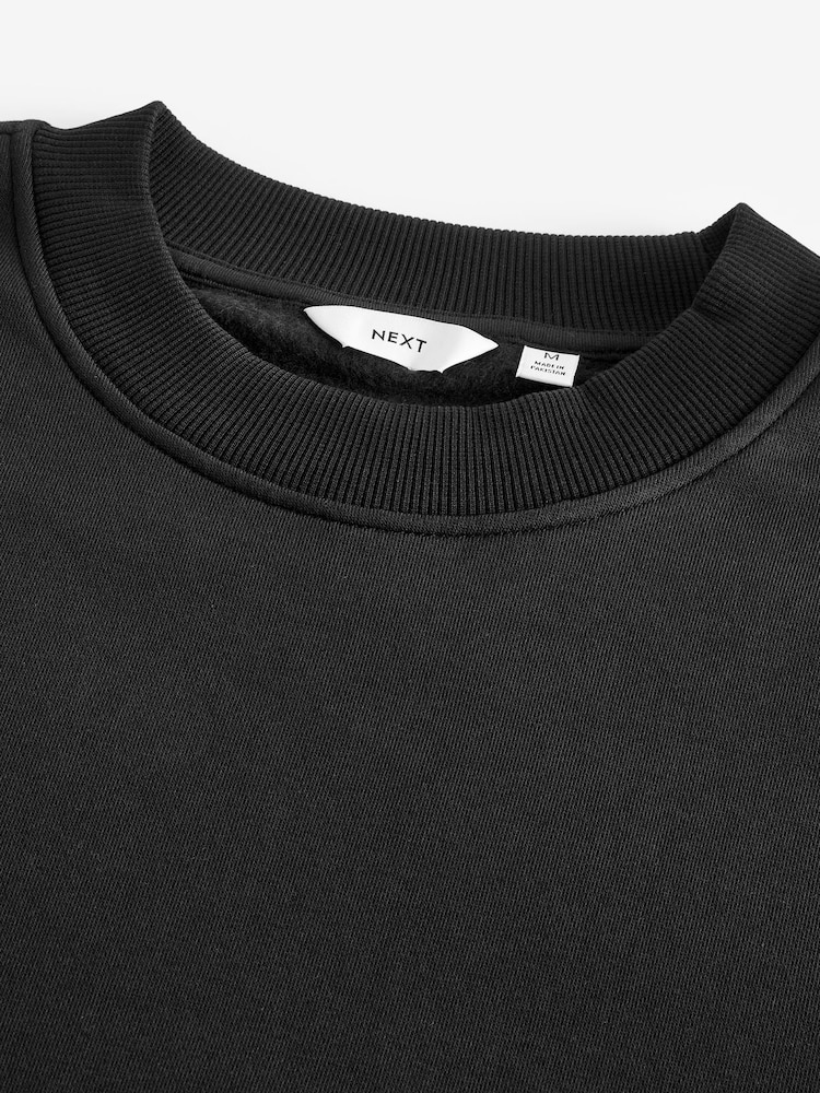 Black Oversized Cotton Rich Jersey Crew Sweatshirt - Image 7 of 7