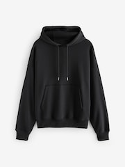 Black Oversized Cotton Rich Jersey Fabric Hoodie - Image 6 of 8