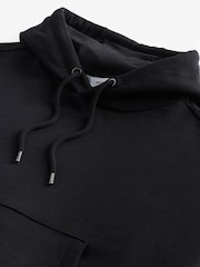 Black Oversized Cotton Rich Jersey Fabric Hoodie - Image 7 of 8