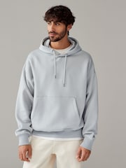 Ice Grey Oversized Cotton Rich Jersey Fabric Hoodie - Image 1 of 8