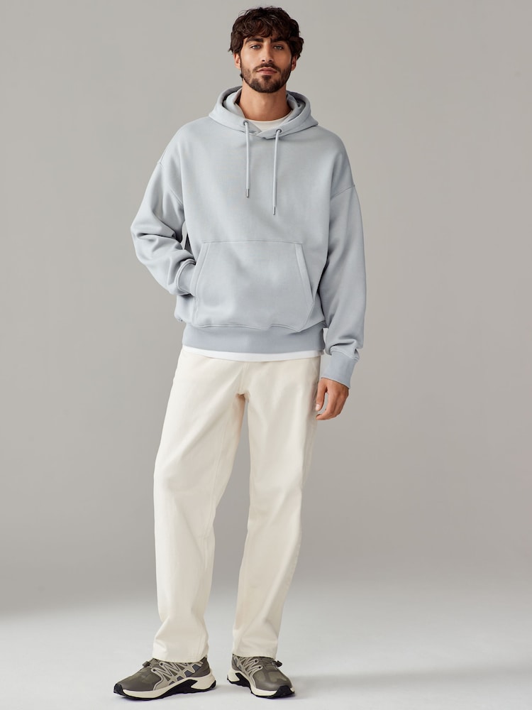 Ice Grey Oversized Cotton Rich Jersey Fabric Hoodie - Image 2 of 8
