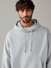 Ice Grey Oversized Cotton Rich Jersey Fabric Hoodie - Image 3 of 8
