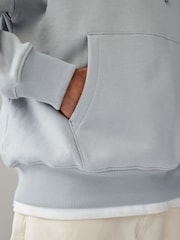 Ice Grey Oversized Cotton Rich Jersey Fabric Hoodie - Image 5 of 8