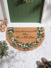 Green Christmas Mistletoe Round Doormat - Image 1 of 7