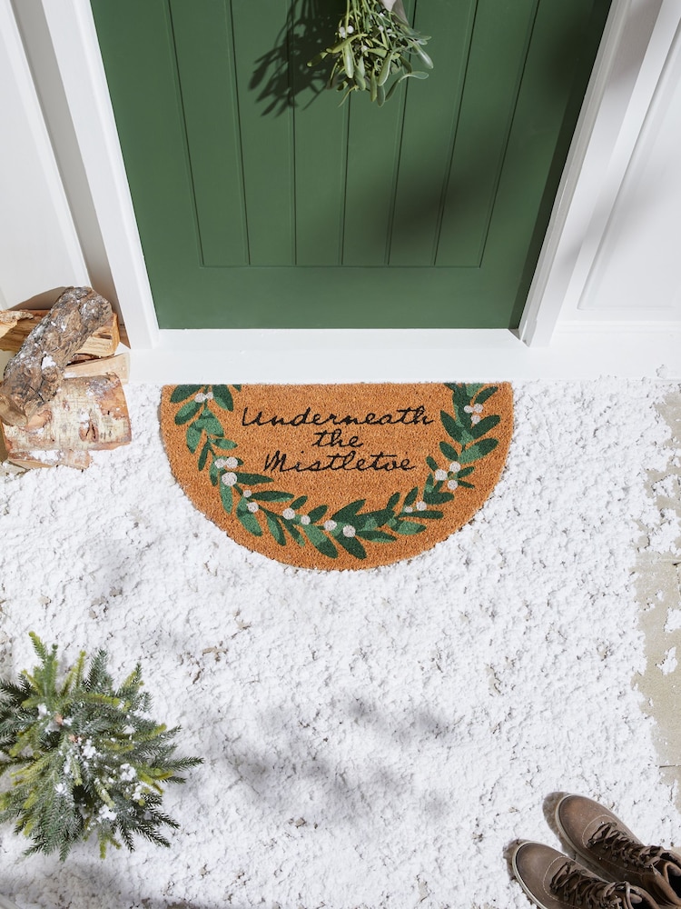 Green Christmas Mistletoe Round Doormat - Image 2 of 7
