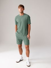 Stone/Blue/Green Textured Coord 100% Cotton T-Shirt And Shorts Set 3 Pack - Image 3 of 10