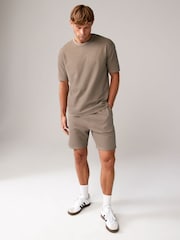 Stone/Blue/Green Textured Coord 100% Cotton T-Shirt And Shorts Set 3 Pack - Image 4 of 10