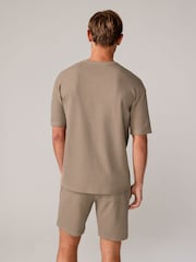 Stone/Blue/Green Textured Coord 100% Cotton T-Shirt And Shorts Set 3 Pack - Image 6 of 10